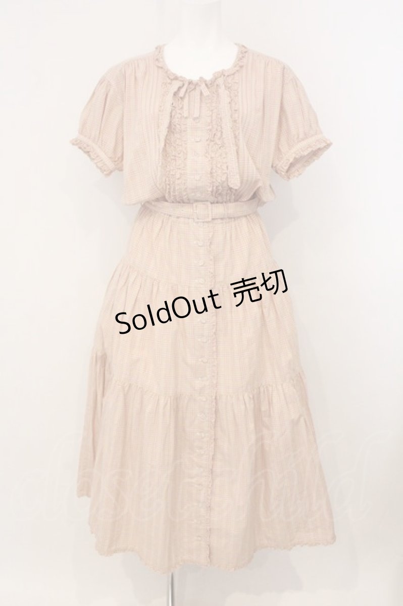 画像1: PINK HOUSE / 半袖チェック前開きワンピース  ピンク O-26-05-21-034-LO-OP-IG-OS (1)