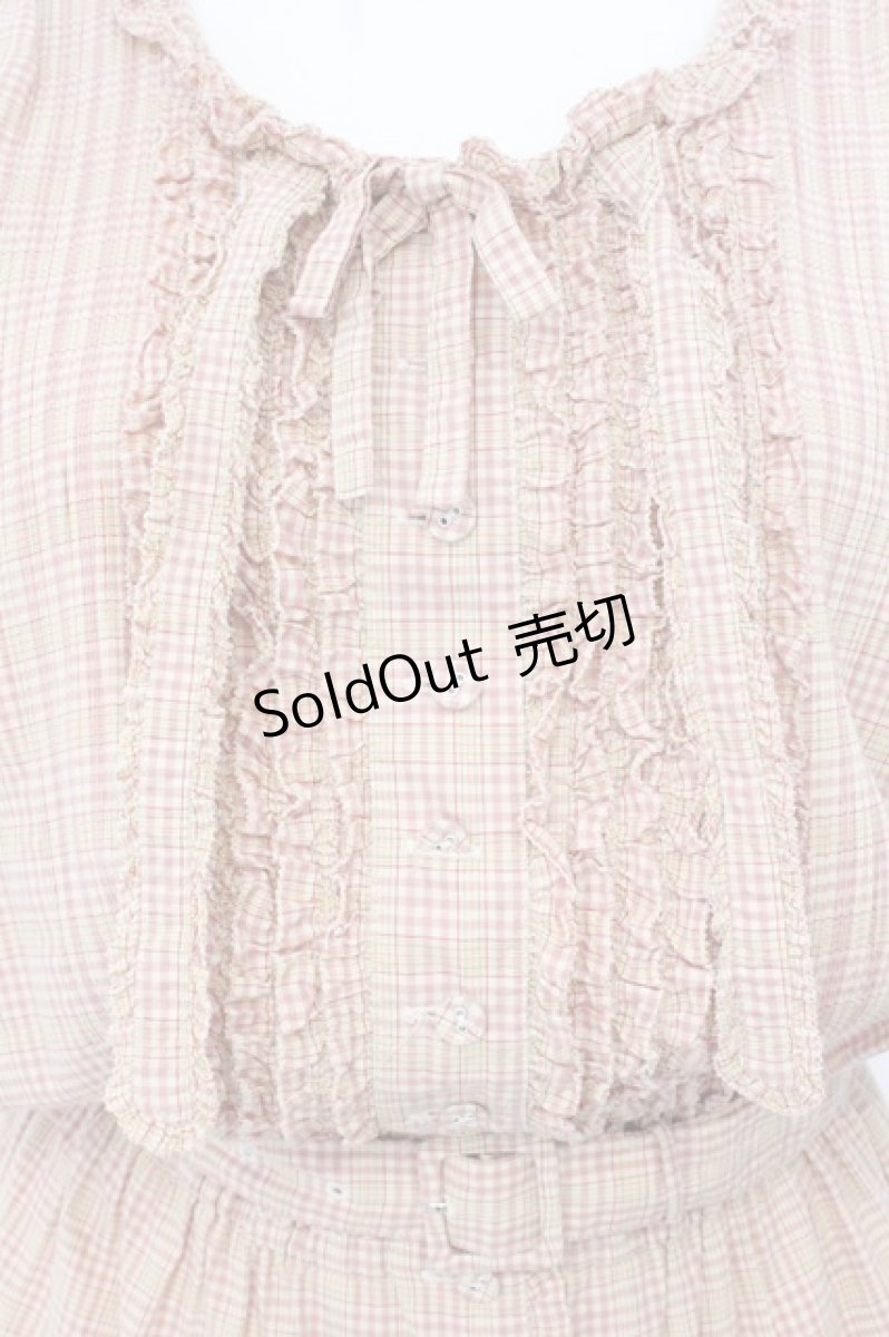 画像2: PINK HOUSE / 半袖チェック前開きワンピース  ピンク O-26-05-21-034-LO-OP-IG-OS (2)