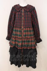 画像1: alcali / スリータータンチェックフリルワンピース  ネイビー系 O-26-05-21-037-LO-OP-OW-OS (1)