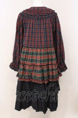 画像6: alcali / スリータータンチェックフリルワンピース  ネイビー系 O-26-05-21-037-LO-OP-OW-OS (6)