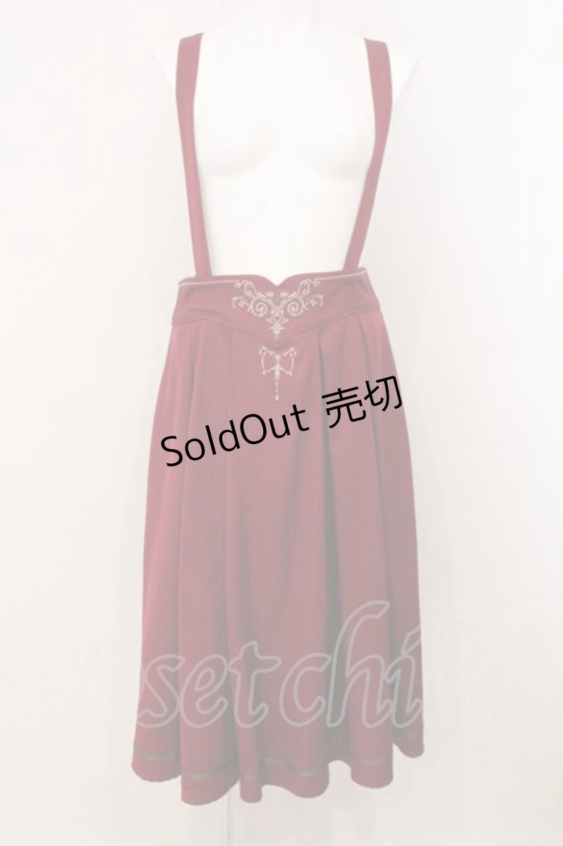 画像1: axes femme / カードル刺繍サス付タックスカート F ワイン O-26-05-21-038-AX-SK-YM-OS (1)