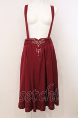 画像1: axes femme / カードル刺繍サス付タックスカート F ワイン O-26-05-21-038-AX-SK-YM-OS (1)