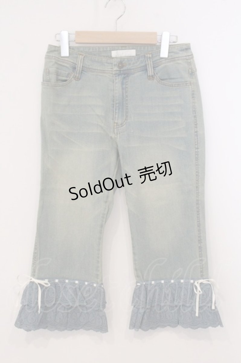 画像1: PINK HOUSE / コットンレースはしごリボンデニムパンツ M ブルー系×加工 O-26-05-21-006-LO-PA-IG-OS (1)