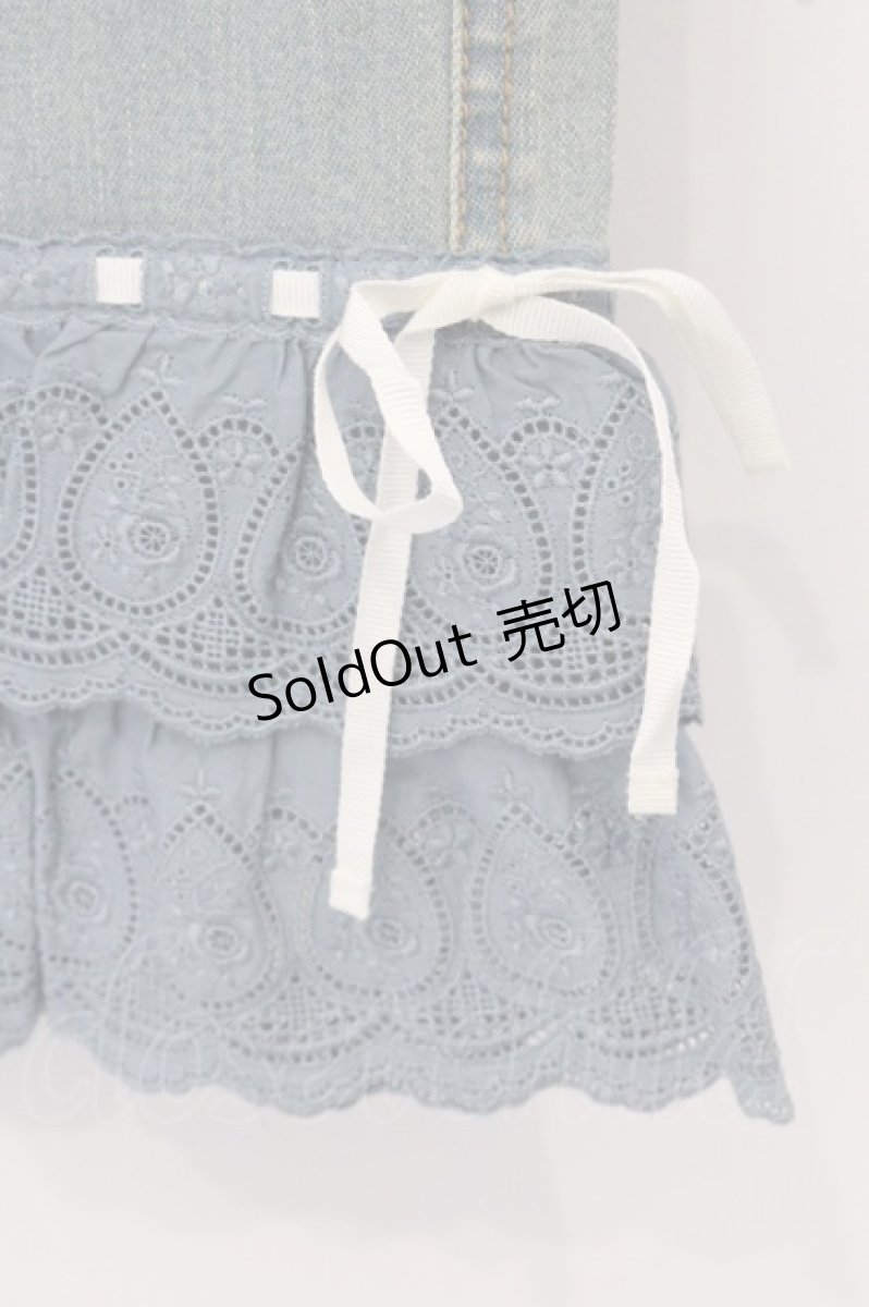 画像2: PINK HOUSE / コットンレースはしごリボンデニムパンツ M ブルー系×加工 O-26-05-21-006-LO-PA-IG-OS (2)