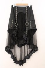 画像1: DARK IN LOVE / Metal Studded Punk Skirt with Mesh Tail and Pockets（メタルスタッズパンクスカートウィズメッシュテールアンドポケット） S ブラック O-26-05-21-052-PU-SK-IG-OS (1)