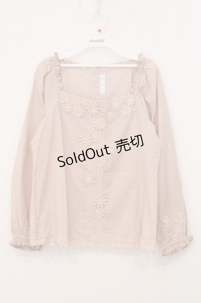 画像1: PINK HOUSE / フラワーモチーフレースプルブラウス  ピンク O-26-05-21-074-LO-BL-IG-OS (1)
