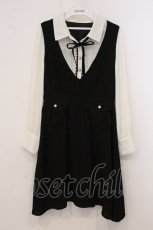 画像1: axes femme / ブラウス風ドッキングワンピース M クロｘシロ O-26-05-21-023-AX-OP-YM-OS (1)