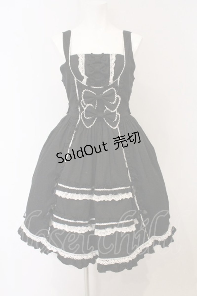 画像1: metamorphose / フロントあきフリルジャンパースカート (2025) size1 クロ×シロ O-26-05-22-001-ME-OP-IG-OS (1)
