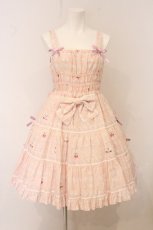 画像1: metamorphose / ふわふわメレンゲクッキー ティアードジャンパースカート  ピンク O-26-05-22-004-ME-OP-IG-OS (1)