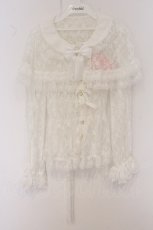 画像1: metamorphose / 総レースケープ付きシャーリングブラウス size1 オフシロ O-26-05-22-040-ME-BL-IG-OS (1)