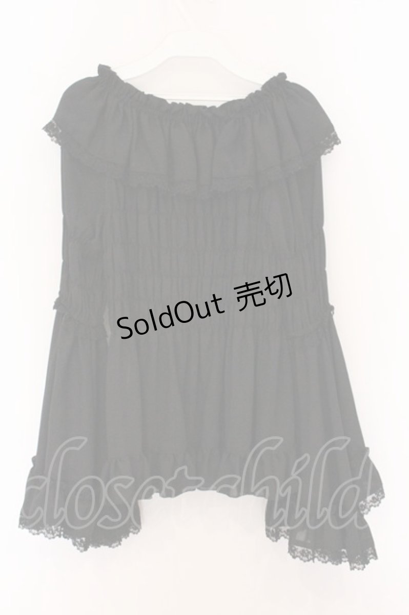 画像3: ATELIER PIERROT / ローズオフショルダーシャーリングブラウス  ブラック O-26-05-22-041-EL-BL-IG-OS (3)