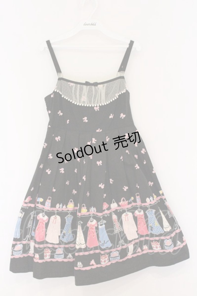 画像1: Emily Temple cute / クローゼットウエストリボンノースリーブワンピース  クロ O-26-05-22-043-ET-OP-IG-OS (1)