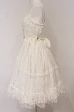 画像4: metamorphose / 【プラスサイズ】総レースシャーリングフリルジャンパースカート size1 シロ O-26-05-22-005-ME-OP-IG-OS (4)