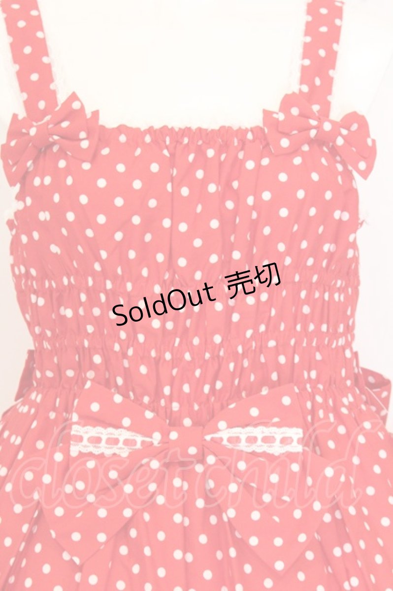 画像2: metamorphose / Candyシャーリングリボンジャンパースカート（ドット柄） size1 アカ O-26-05-22-006-ME-OP-IG-OS (2)