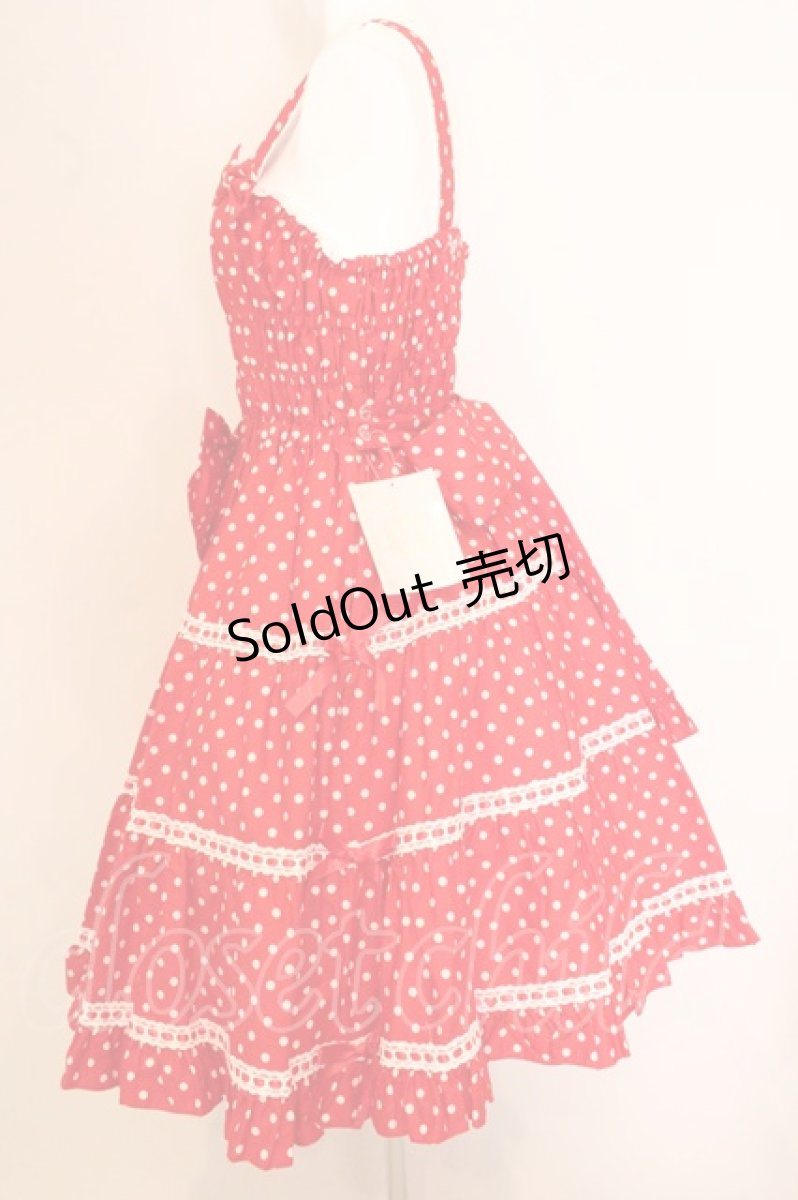 画像4: metamorphose / Candyシャーリングリボンジャンパースカート（ドット柄） size1 アカ O-26-05-22-006-ME-OP-IG-OS (4)