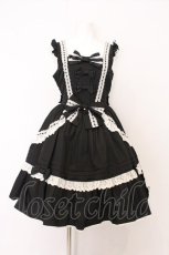 画像1: metamorphose / はしごレースピンタックフリルジャンパースカート size1 クロ×オフシロ O-26-05-22-009-ME-OP-IG-OS (1)