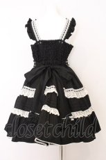 画像5: metamorphose / はしごレースピンタックフリルジャンパースカート size1 クロ×オフシロ O-26-05-22-009-ME-OP-IG-OS (5)