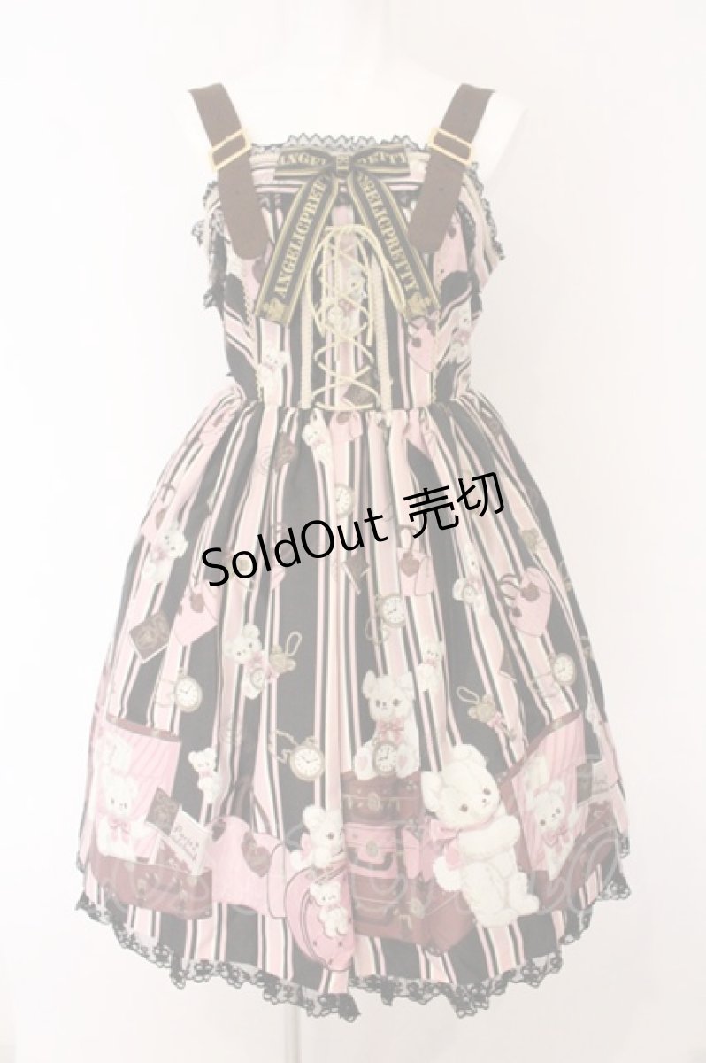 画像1: Angelic Pretty / Travelくまちゃんベルトジャンパースカート  クロ×ピンク O-26-05-22-015-AP-OP-IG-OS (1)