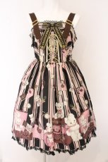 画像1: Angelic Pretty / Travelくまちゃんベルトジャンパースカート  クロ×ピンク O-26-05-22-015-AP-OP-IG-OS (1)