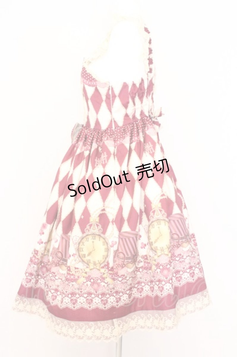 画像4: MAM Lovely / 黒猫アリスのマジカルダイヤ柄の不思議な懐中時計ジャンパースカート  アカ×生成り O-26-05-22-018-LO-OP-IG-OS (4)