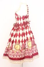 画像4: MAM Lovely / 黒猫アリスのマジカルダイヤ柄の不思議な懐中時計ジャンパースカート  アカ×生成り O-26-05-22-018-LO-OP-IG-OS (4)