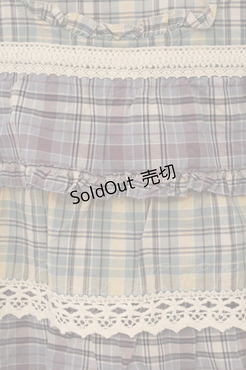 画像2: PINK HOUSE / チェックティアードノースリーブトップス  生成り×パープル系×ミント系 O-26-05-23-004-LO-TO-IG-OS (2)