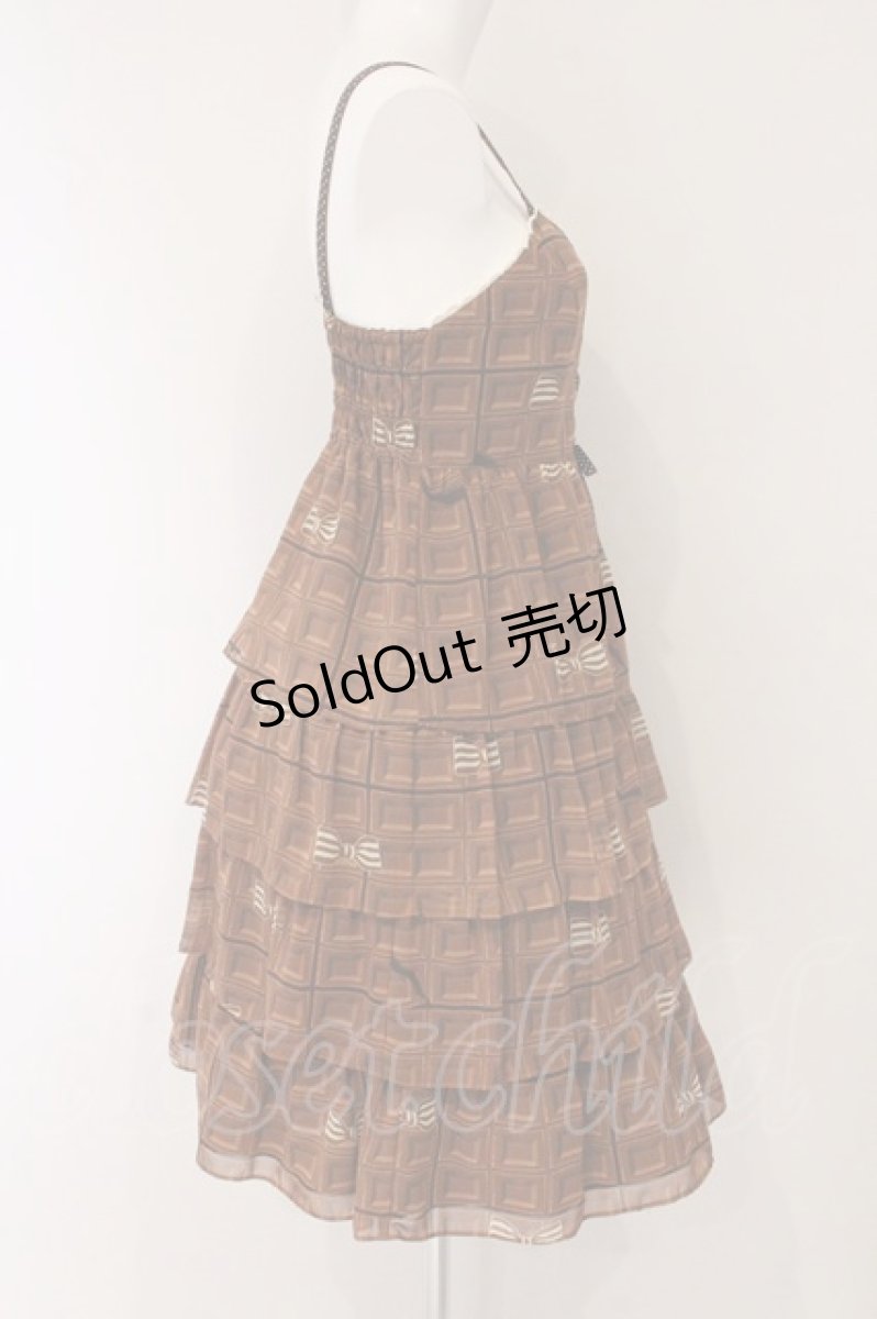 画像3: Emily Temple cute / チョコ＆リボンティアードノースリーブワンピース  ブラウン O-26-05-23-048-ET-OP-IG-OS (3)