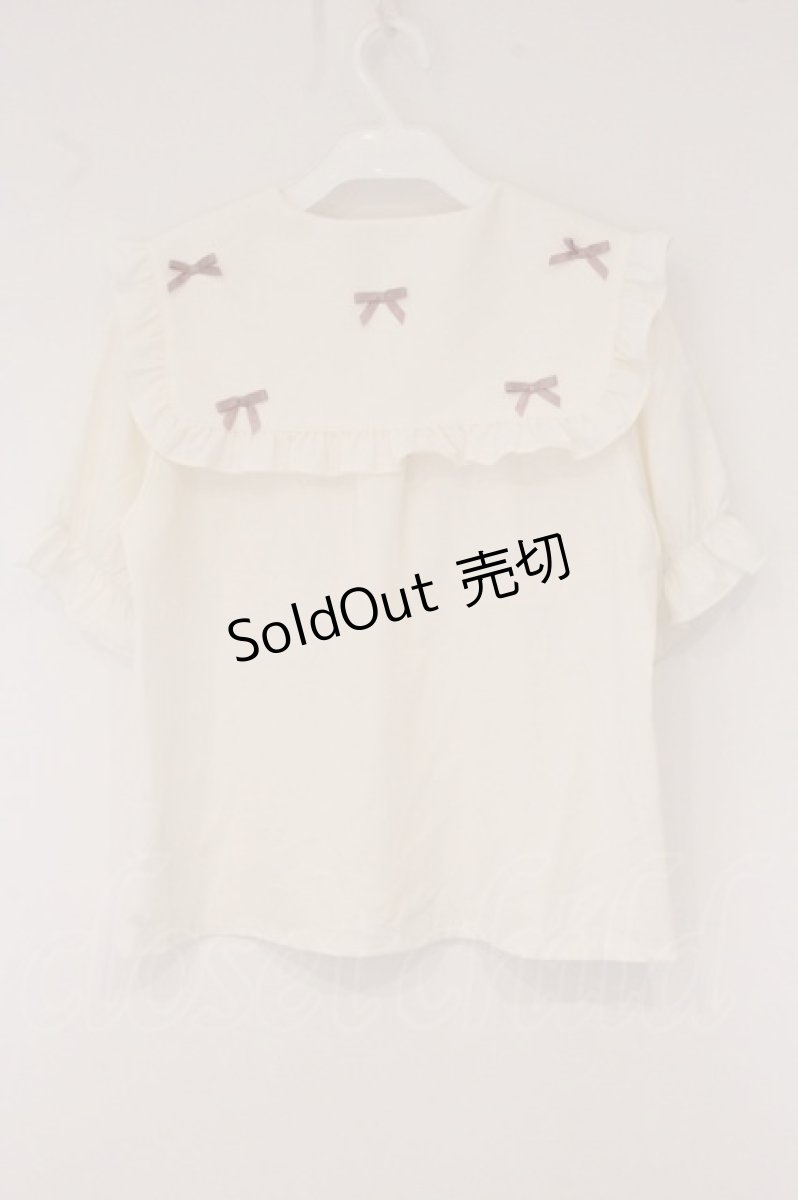 画像3: axes femme POETIQUE / プチリボンビッグ襟ブラウス M キナリ O-26-05-23-065-AX-BL-OW-OS (3)