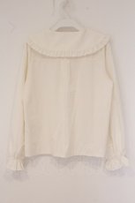 画像3: axes femme POETIQUE / ピンタックリボン丸襟ブラウス F キナリ O-26-05-23-067-AX-BL-OW-OS (3)