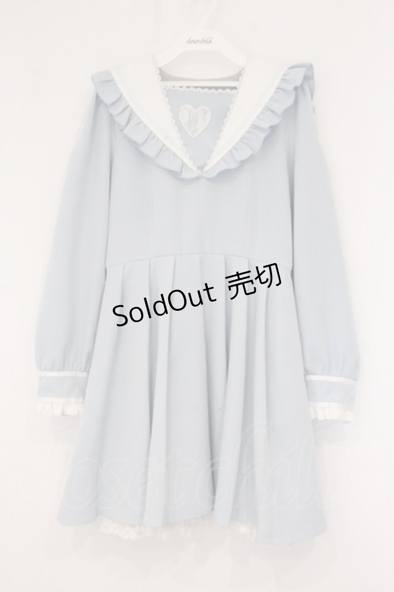 画像1: DearMyLove / ハートレースリボンセーラーワンピース LL サックス O-26-05-23-072-GO-OP-OW-OS (1)