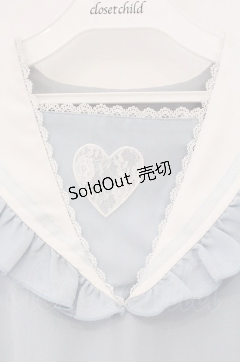画像2: DearMyLove / ハートレースリボンセーラーワンピース LL サックス O-26-05-23-072-GO-OP-OW-OS (2)