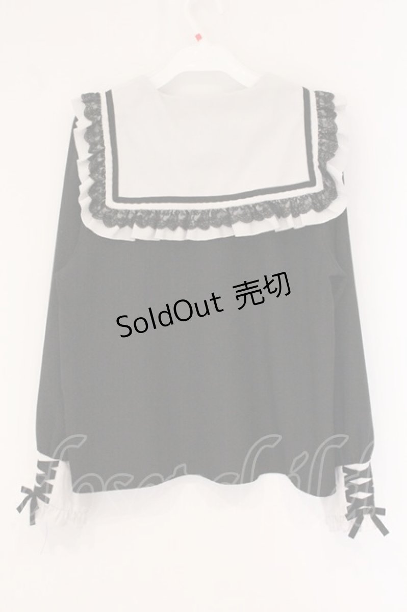 画像3: DearMyLove / セーラーレースフリルビジューブラウス 3L クロ×シロ O-26-05-23-078-GO-BL-OW-OS (3)