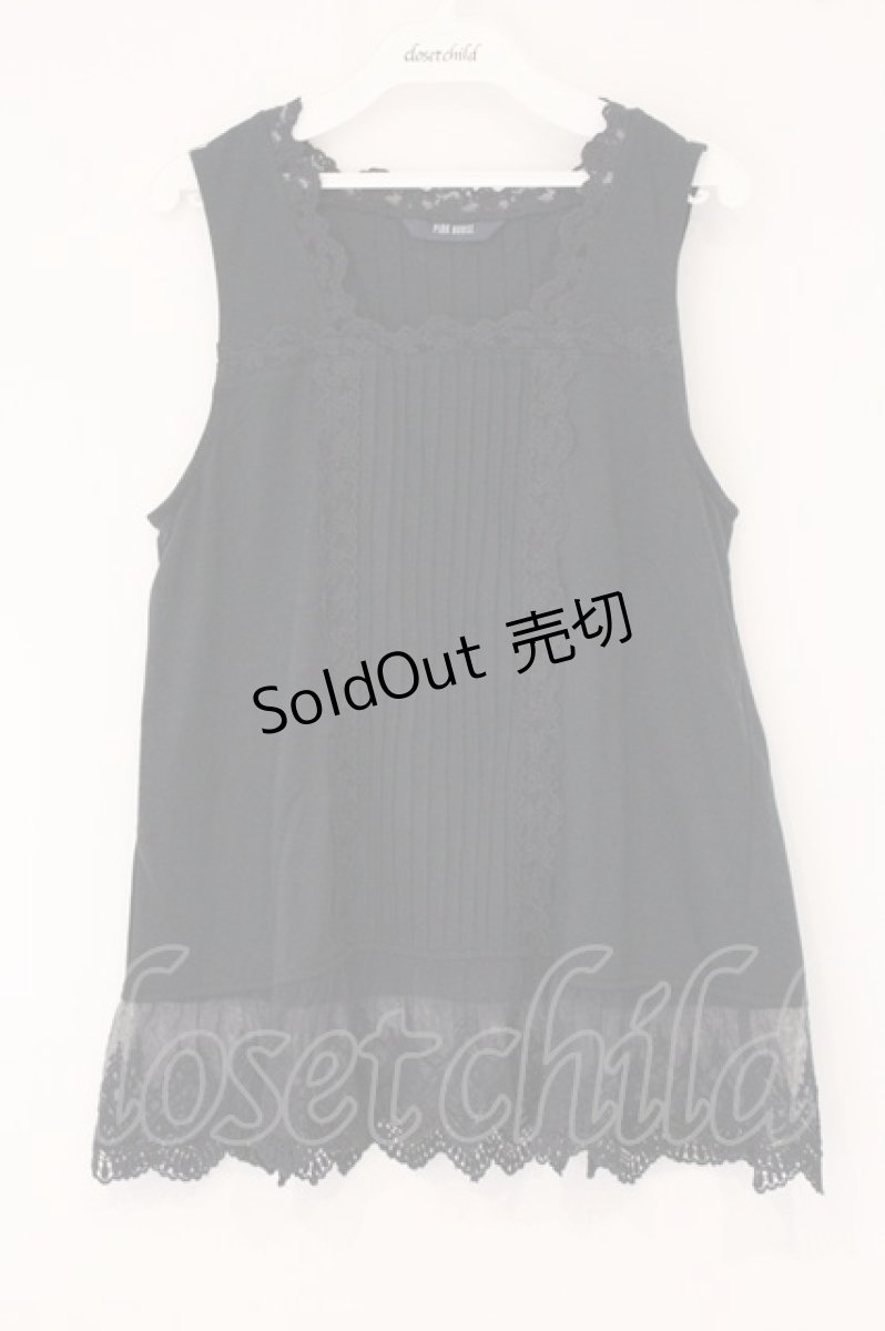 画像1: PINK HOUSE / レース配色カットタンクトップ  クロ O-26-05-23-003-LO-TO-IG-OS (1)