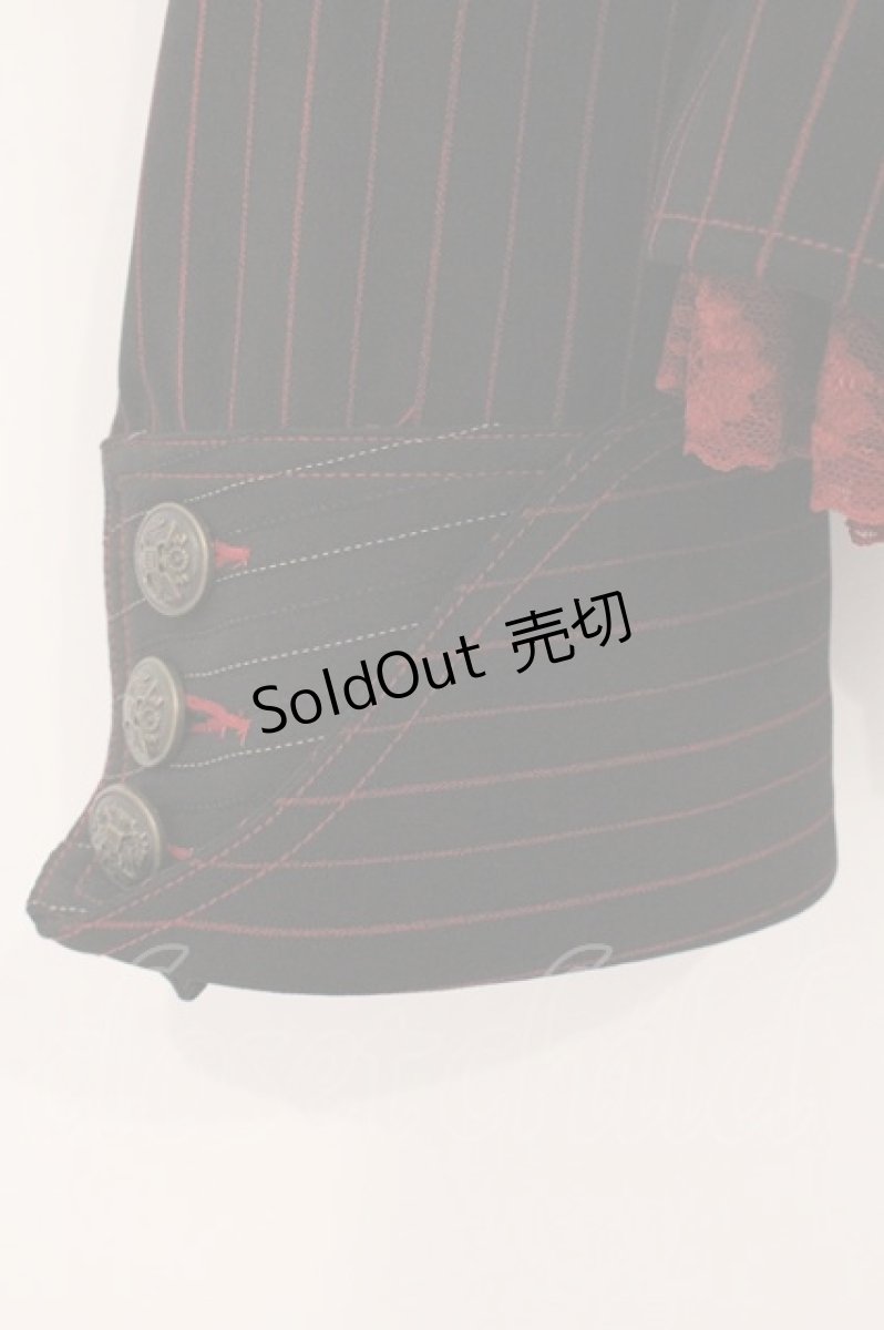 画像3: ALGONQUINS / フラワー刺繍ストライプジャケット F ブラック×レッド O-26-05-25-003-AL-JA-OW-OS (3)