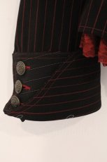 画像3: ALGONQUINS / フラワー刺繍ストライプジャケット F ブラック×レッド O-26-05-25-003-AL-JA-OW-OS (3)