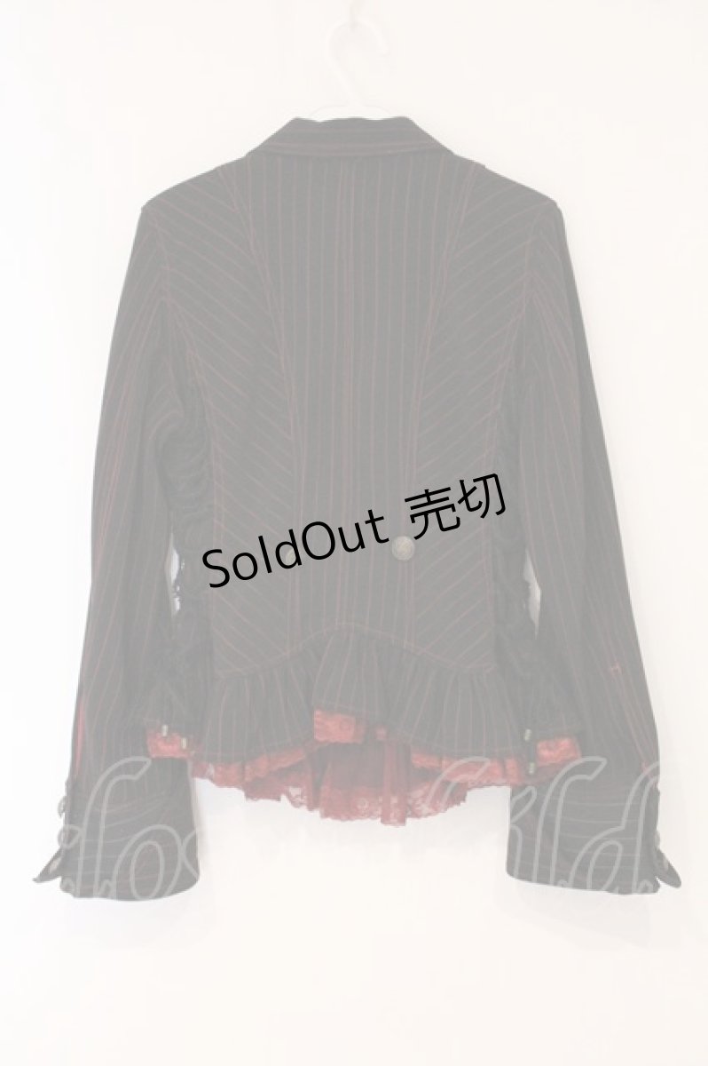 画像4: ALGONQUINS / フラワー刺繍ストライプジャケット F ブラック×レッド O-26-05-25-003-AL-JA-OW-OS (4)