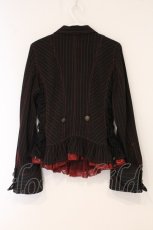 画像4: ALGONQUINS / フラワー刺繍ストライプジャケット F ブラック×レッド O-26-05-25-003-AL-JA-OW-OS (4)