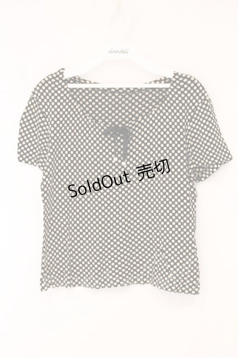 画像1: INGEBORG / リボン使いドットＴシャツ M クロ O-26-05-25-034-LO-TO-OW-OS (1)