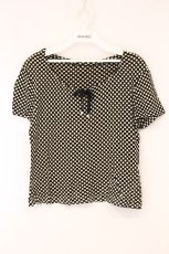 画像1: INGEBORG / リボン使いドットＴシャツ M クロ O-26-05-25-034-LO-TO-OW-OS (1)