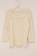 画像1: INGEBORG / フリル襟ニットトップス S シロ O-26-05-25-039-LO-TO-OW-OS (1)