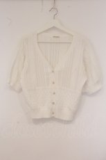 画像1: axes femme / 透かし編み半袖ニットカーディガン F シロ O-26-05-25-049-AX-TO-OW-OS (1)