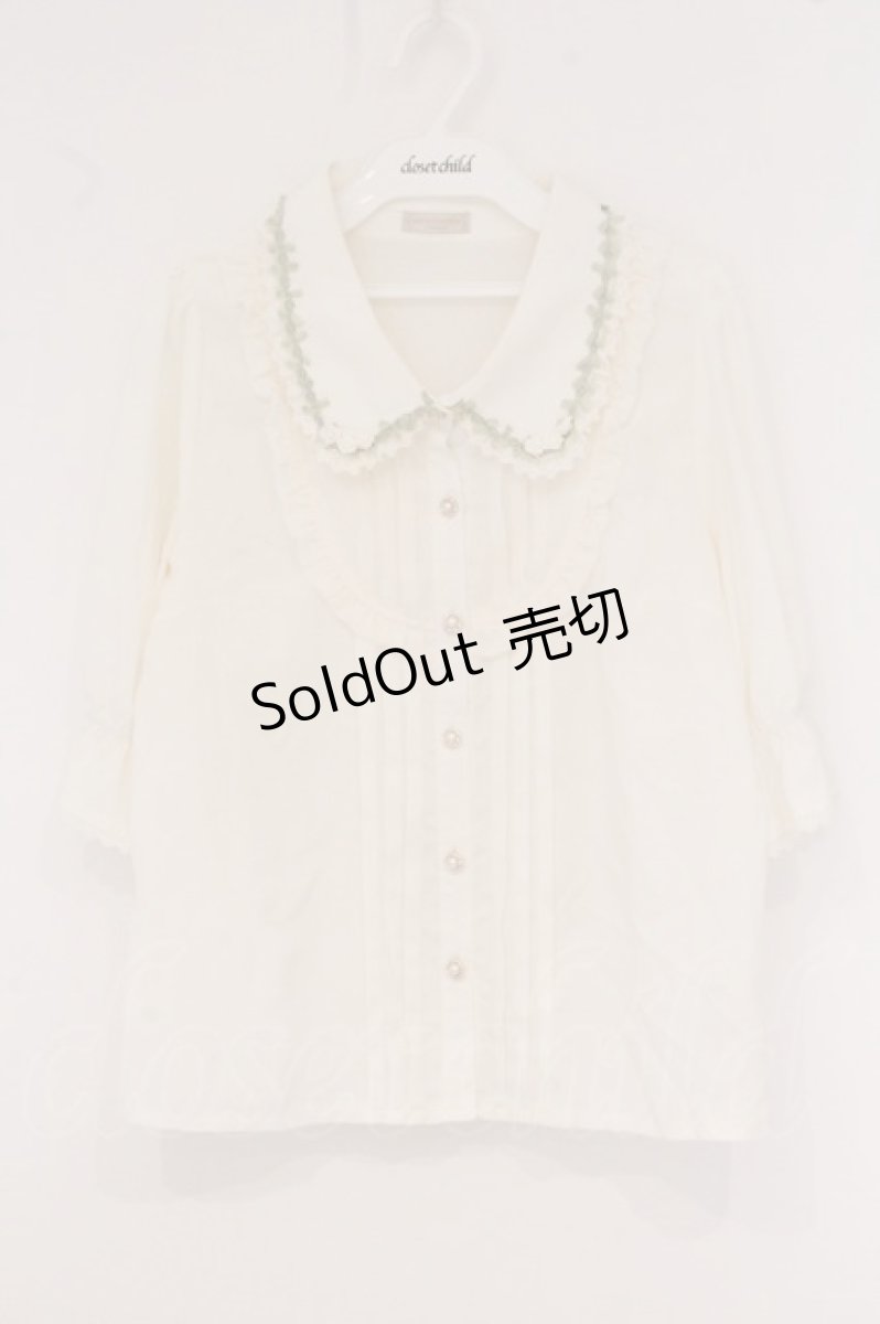 画像1: axes femme POETIQUE / 薔薇モチーフ付ブラウス M キナリ O-26-05-25-056-AX-BL-OW-OS (1)