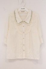 画像1: axes femme POETIQUE / 薔薇モチーフ付ブラウス M キナリ O-26-05-25-056-AX-BL-OW-OS (1)