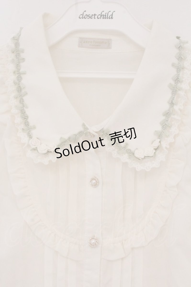 画像2: axes femme POETIQUE / 薔薇モチーフ付ブラウス M キナリ O-26-05-25-056-AX-BL-OW-OS (2)
