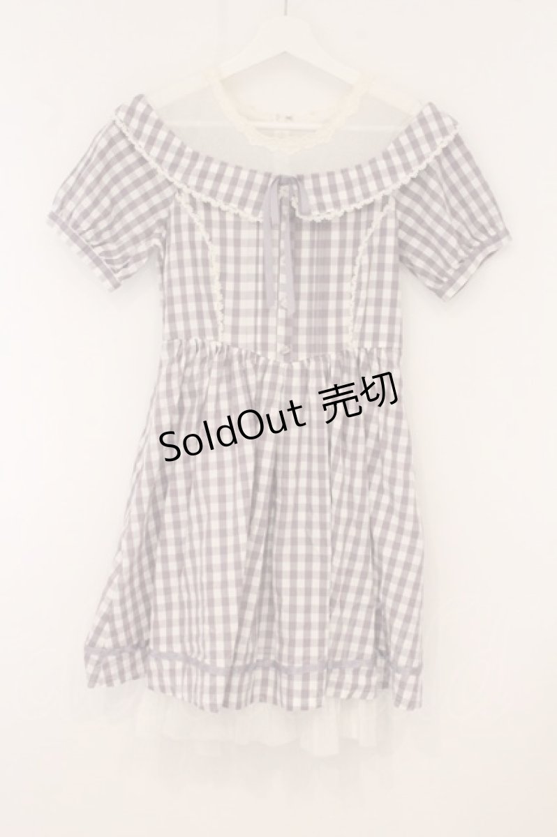画像1: axes femme POETIQUE / チュール切り替えギンガムワンピース M ラベンダー O-26-05-25-059-AX-OP-OW-OS (1)