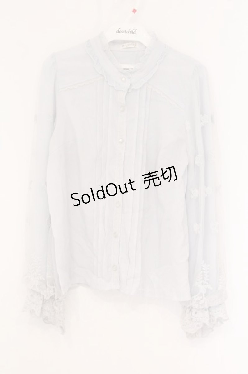 画像1: axes femme / レース袖リボンタイブラウス【リボンタイ欠品】 M サックス O-26-05-25-061-AX-BL-OW-OS (1)