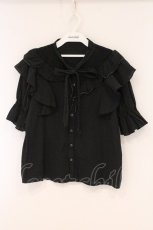 画像1: axes femme / リボンデザインコットンブラウス F クロ O-26-05-25-077-AX-BL-OW-OS (1)