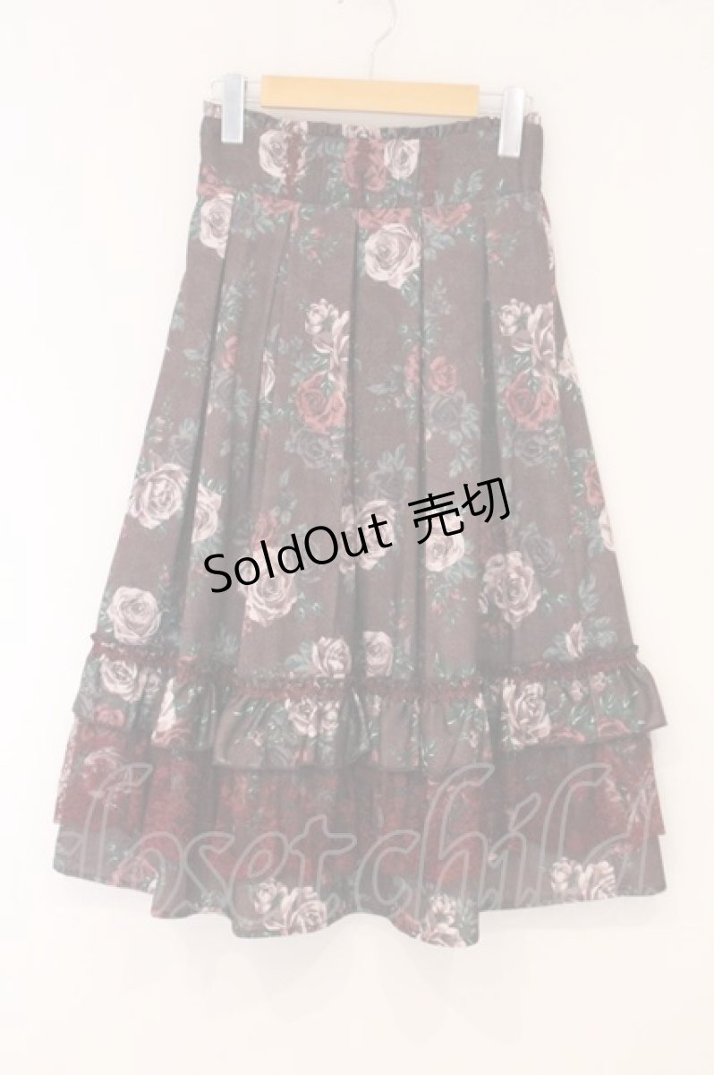 画像1: axes femme / 20th/ローズ柄スカート F ワイン O-26-05-25-083-AX-SK-IG-OS (1)