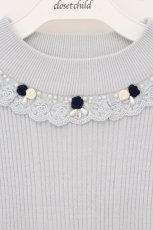 画像2: axes femme / バラボトルネックニットプルオーバー F サックス O-26-05-25-089-AX-TO-IG-OS (2)