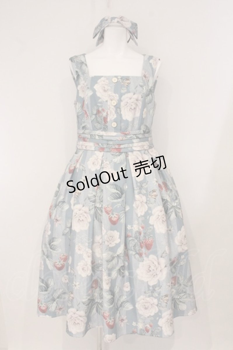 画像1: Forest Wardrobe（海外ロリータブランド） / 森林のかご2.0 花柄ジャンパースカートセット  白ばら＆いちご O-26-05-25-016-LO-OP-IG-ZH (1)